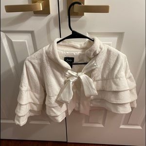 Dressy, Cream,ruffled faux fur poncho/jacket girls